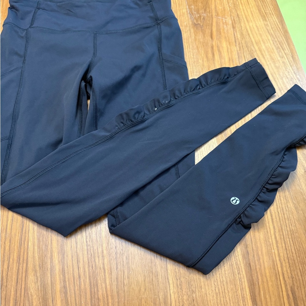 Lululemon Athletica Black Leggings w/ Ruffle Detail